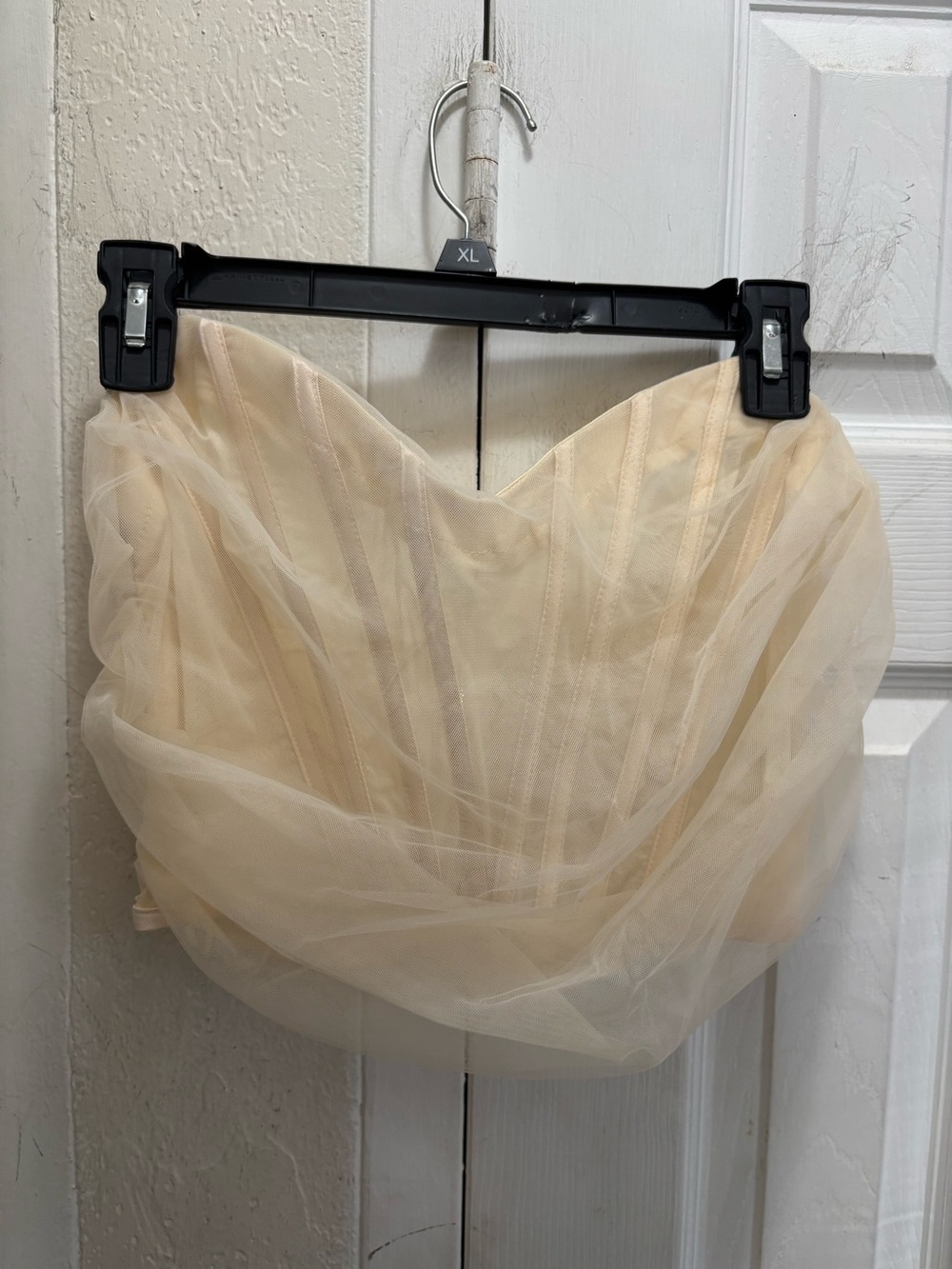 Salty Neutral Strapless Tulle Bustier
